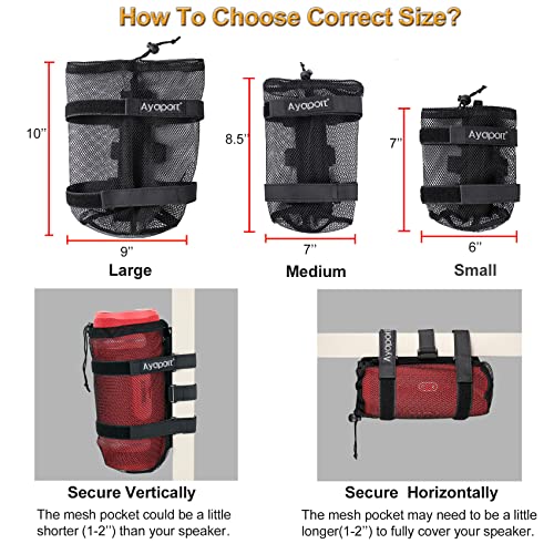 Ayaport Speaker Mount Holder Golf Cart Speaker Strap Fits Most Portable Sound Bar Round Cylindrical Speakers Radio, Golf Cart Accessories Applicable to Railing, Frame, Bike Handlebar (Medium) - size: Medium