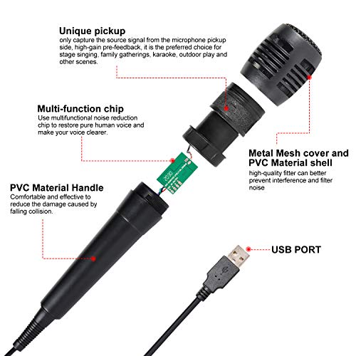 AIOMEST USB Wired Microphone for Music Game, Game Karaoke Microphone, Metal Shell, Suitable for PS2, PS3, PS4, PS5, Wii, Wii U, Microsoft Xbox 360, Xbox One and PC