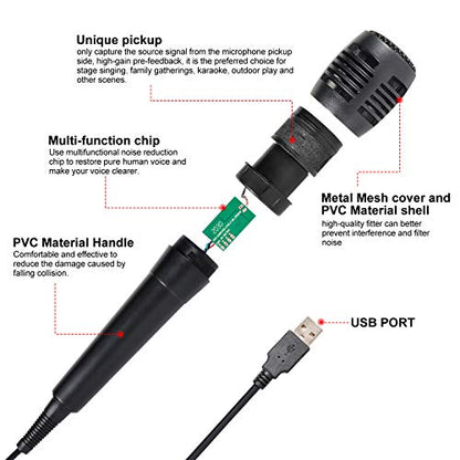AIOMEST USB Wired Microphone for Music Game, Game Karaoke Microphone, Metal Shell, Suitable for PS2, PS3, PS4, PS5, Wii, Wii U, Microsoft Xbox 360, Xbox One and PC
