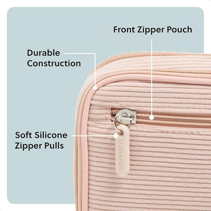 U Brands 전자 정리함 여행용 케이스, 코드 보관, 20.3cm x 13.34cm, 핑크 - color: 더스티 로즈 핑크.