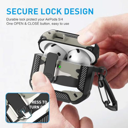 for AirPods 4 Case & AirPods 5 Case with Magnetic Lock, White Camo - color: Camo White, size: AirPods 4 Case 2024 / AirPods 5 Case 2026
