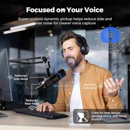 NearStream AM10X USB/XLR Dynamic Podcast Microphone with Boom Arm