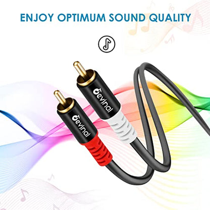 RCA Y Cable, RCA/Phono Y Splitter, RCA 1 Male to 2 Male Y Adapter, Male/Male Subwoofer Cable Gold Plated for subs/amps/Hi-Fis/Home Theater/receivers 6.5Feet/2M - size: 2 Meters