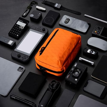 ALPAKA Elements Tech Case Tech 파우치 2.1L 케이블 백 핫 오렌지 X-Pac RVX21 | 내후성 원단, YKK 아쿠아가드 지퍼, 탈착식 어깨끈, 전자 제품 및 액세서리, 일상 업무 여행에 이상적 - color: 핫 오렌지-2.1L-X-Pac RVX21