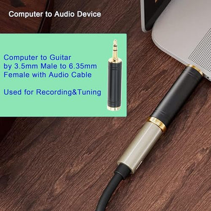 3.5mm Male to 6.35mm Female Stereo Pure Copper Adapter, 1/4 Male to 1/8 Jack Female Adapter, Used for Conversion Headphone Adapter, Electronic Drum/Pianos/Guitars, Black Fashion 4-Pack