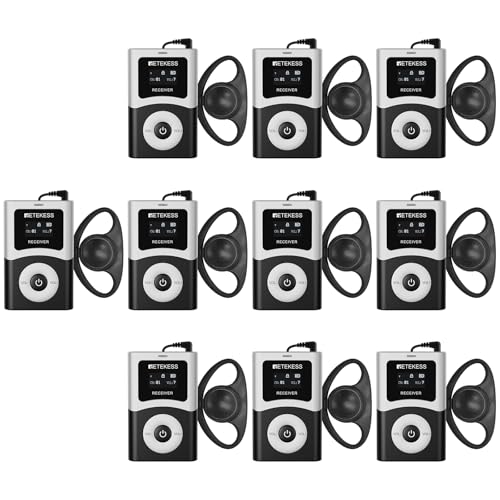 Retekess T130U(4nd Gen T130) Tour Guide System,Tour Guide Headsets (10RX) | for Factory, School, Clear Sound Quality, 200M, U-Band Digital Mode, 40H, Easy Operation, Wireless Connection - style: 10
