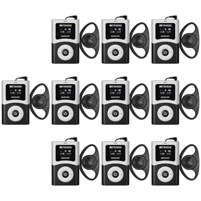 Retekess T130U(4nd Gen T130) Tour Guide System,Tour Guide Headsets (10RX) | for Factory, School, Clear Sound Quality, 200M, U-Band Digital Mode, 40H, Easy Operation, Wireless Connection - style: 10
