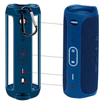 Silicone Case Compatible for FLIP 5 Portable Bluetooth Speaker, Gel Soft Skin Cover, Rubber Case, Travel Carry Pouch with Strap (Speaker and Accessories not Included)(Blue) | Soft Silicone Case for Flip 5 Speaker, Made for Grip, Travel Carry, and Everyday