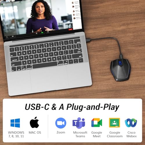 TONOR Conference USB Microphone with AI Noise Canceling for PC, G11 Pro | Condenser Mic with Volume Adjustment, Compatible with Windows and Mac, Desktop PC & Laptop for Teleconference, Court Reporter