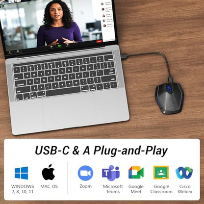 TONOR Conference USB Microphone with AI Noise Canceling for PC, G11 Pro | Condenser Mic with Volume Adjustment, Compatible with Windows and Mac, Desktop PC & Laptop for Teleconference, Court Reporter