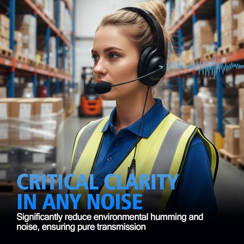WODASEN Single Over The Ear Headset Noise Canceling Overhead Headphones with Boom Mic PTT for Hytera BD502 BD502i BD552i BD612i PD502 PD502i PD402i PD482i PD562i HYT TC-508 RCA RDR2500 Walkie Talkie