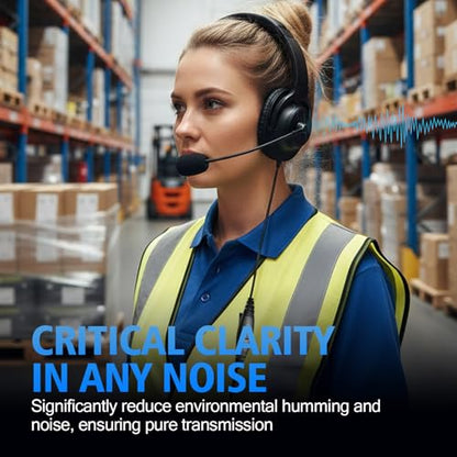 WODASEN Over Ear Walkie Talkie Headset with Boom Mic VOX PTT Noise Cancelling Overhead for Midland GXT 1000 1000g X-tra X-Talker XT CXT LXT GXT1000VP4 1050VP4 LXT600pa T51R GMRS FRS Radio (Double-Ear)