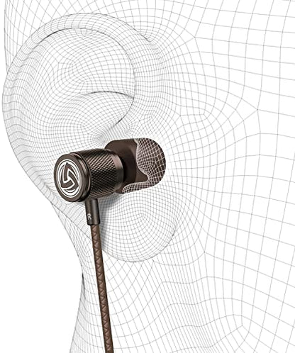 LUDOS Ultra Wired Earbuds in-Ear Headphones, 5 Years Warranty, Earphones with Microphone, Noise Isolating Ear Buds, Memory Foam for iPhone, Samsung, School Students, Kids, Women, Small Ears - Brown - color: Brown, style: 3.5 mm
