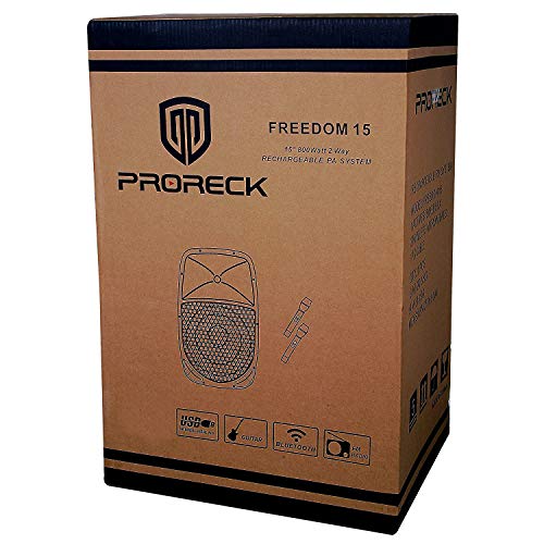 Portable 15" 1600W 2-Way Rechargeable Powered Dj PA Speaker System with Bluetooth, Rechargeable Battery, 2 Wireless Mics, USB, SD, FM Radio, Remote & Speaker Stand for Parties, Events, gigs, Outdoor - size: 15 inch