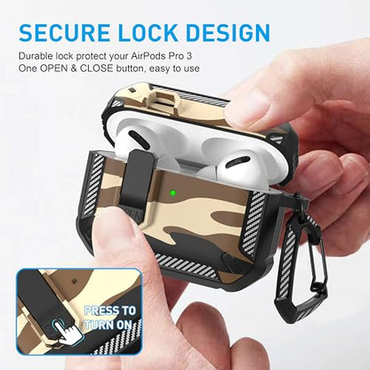 for AirPods Pro 3 Case with Magnetic Lock, Magsafe Compatible, Camo Brown - color: Camo Brown, size: AirPods Pro 3 Case 2025