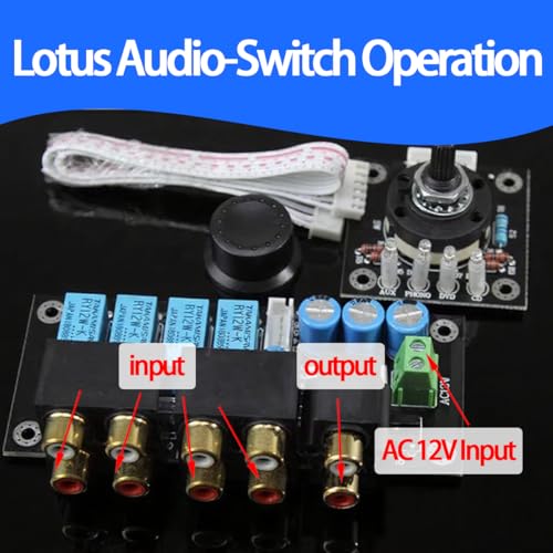 RCA Jack Relay-Adjustable Audio Source Switching Input Selector Board
