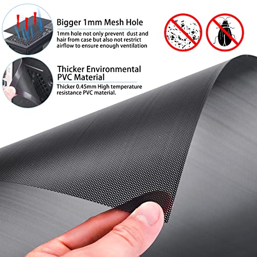 Cut-to-Fit Magnetic PC Dust Filter Mesh, 400x300mm PVC DIY Cover, 2 Pack | 1.0mm hole, Customizable dustproof cooling guard for gaming PC chassis, power supplies, electronics, home air vents.