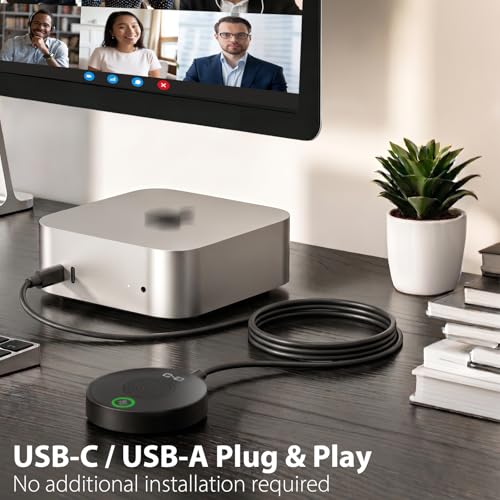 USB Conference Microphone for PC & Mobile Device, AI Noise Reduction | Plug-n-Play, One-Touch Mute, Omnidirectional Condenser Mic, for Video Conference/Online Class/Streaming/Zoom/Skype/Teams
