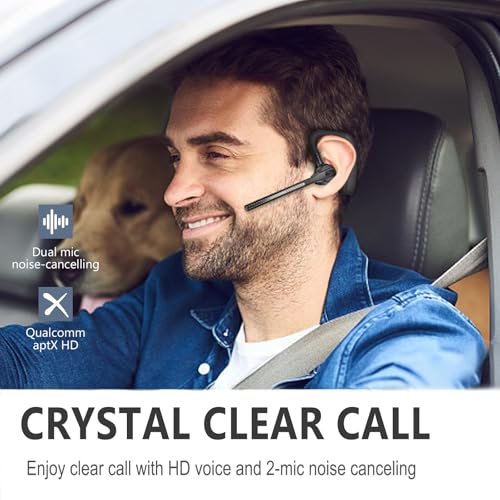 Conambo Bluetooth Headset V5.2 Wireless Bluetooth Earpiece with 750mAH Charging Case 80Hrs Talktime Wireless Headset with CVC8.0 Dual Mic Noise Canceling for iPhone Cellphone Trucker Work