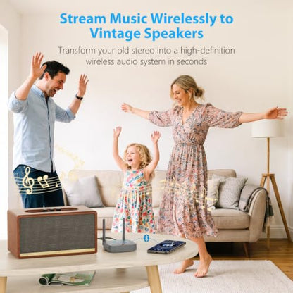 1Mii B06Pro Bluetooth 5.3 Receiver for Home Stereo, Hi-Fi Audio Adapter | Long Range, aptX HD Low Latency, AUX RCA Optical Coaxial, Wireless Music Streaming from Your Phone to Old Stereo Systems - color: B06Pro Grey