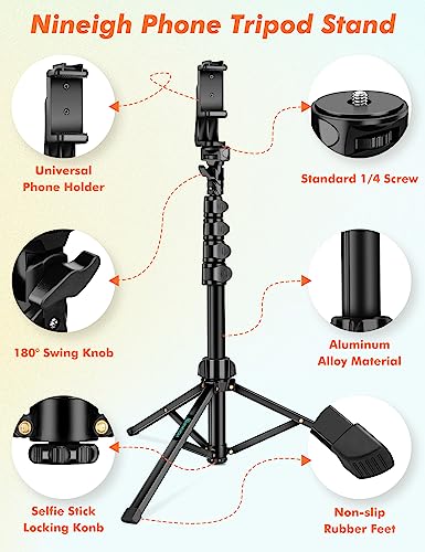 71" Tripod for iPhone, Phone Tripod Selfie Stick with Remote | Cell Phone Stand & Tall Travel Tripod for Recording Video Selfie Photo, Compatible with iPhone 17 16 15 14 Pro Max 13 Android - size: 71 Inch