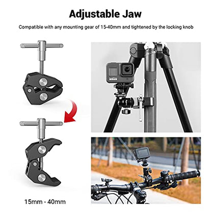 SMALLRIG Super Clamp Mount with Mini Ball Head Mount for Action Cameras | Hot Shoe Adapter with 1/4" screw for Monitors/Lights/Flash, for GoPro, for DJI, for Insta360