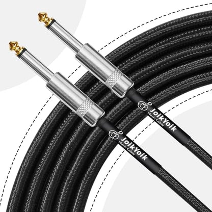 2-Pack 3.3ft Tweed Braided 1/4 Inch TS Guitar Cables, Black | Strain relief, Anti-kink, no signal loss, fit electric guitar, bass, amp - color: Black, size: 3.3ft