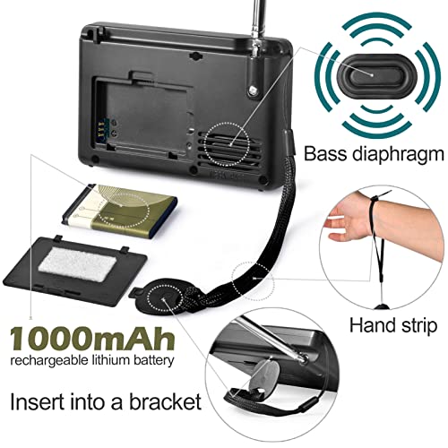 ZHIWHIS Portable Bluetooth Radio, FM AM Shortwave Radios with Sleep Timer and Preset Function, Rechargeable Digital Recorder, Stereo MP3 Player with Lyric Display, Support Micro SD Card and AUX - style: ZWS-603 (white backlight)