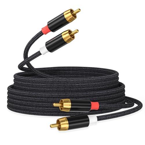 AGVEE 10ft RCA Cable, 2 RCA Male Thickened Six Claws Plug - color: Black, size: 10ft