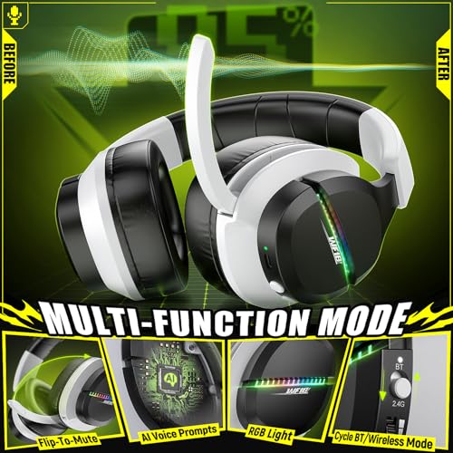 Wireless Gaming Headset for PS5 PC | 2.4GHz+BT - Play While Charging