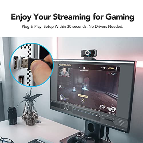 Angetube PC 1080P Webcam with Mic, USB Camera for Video Calling & Recording | for Video Conference Online Teaching Business Meeting, Compatible with Computer Desktop Laptop MacBook, for Windows Mac Linux
