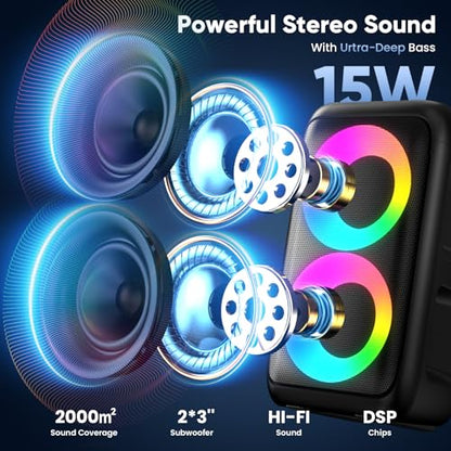 Karaoke Machine for Adults Kids, Portable Bluetooth Speaker with 2 Wireless Microphones, TWS Mode & LED Light, 10H Battery PA System, Home Party Outdoor Camping Birthday (2 Mics) - size: 2 Mics