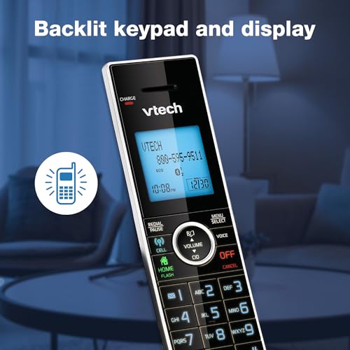 VTech-Cordless Phone with Answering Machine with DECT 6.0 Headset, Bluetooth, Connect to Cell, Caller ID/Call Waiting, Handset Intercom,1,000 Name & Number Phonebook -DS6771-2 Silver/Black - size: Handset + Headset, style: Handset + Headset