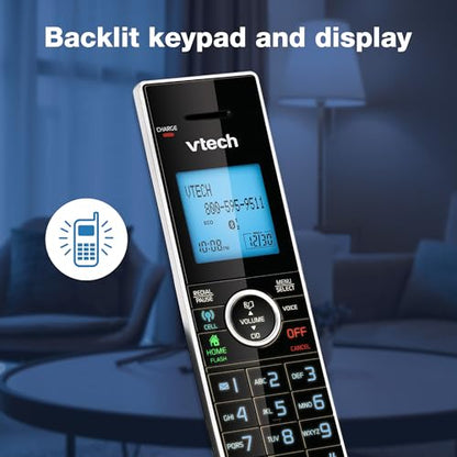 VTech-Cordless Phone with Answering Machine with DECT 6.0 Headset, Bluetooth, Connect to Cell, Caller ID/Call Waiting, Handset Intercom,1,000 Name & Number Phonebook -DS6771-2 Silver/Black - size: Handset + Headset, style: Handset + Headset