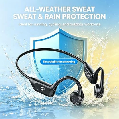 Bone Conduction Headphones, Open Ear Wireless Bluetooth 5.4 Sports Headphones, IP55 Waterproof for Running Cycling Workout, 10H Playtime