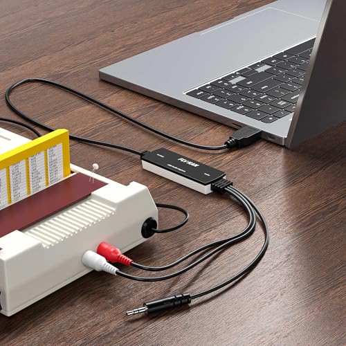USB 2.0 Audio Capture Card for Windows 10/8.1/8/7 and Mac OS 10.14-Audio Grabber for Vinyl Cassette Tapes to mp3 Converter