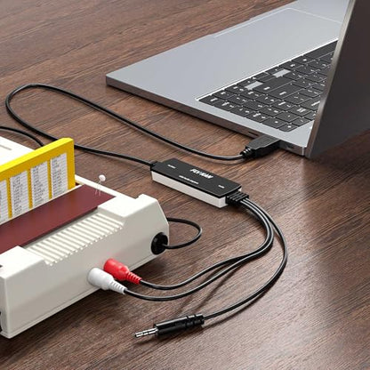 USB 2.0 Audio Capture Card for Windows 10/8.1/8/7 and Mac OS 10.14-Audio Grabber for Vinyl Cassette Tapes to mp3 Converter