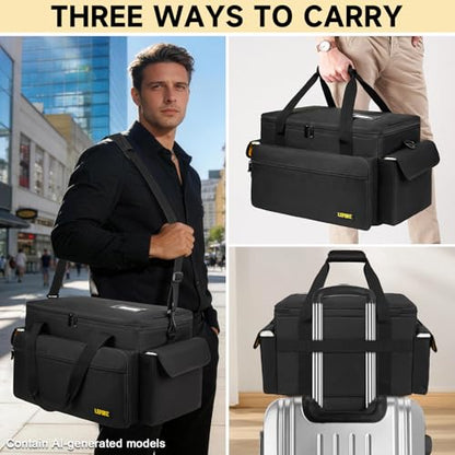 DJ Equipment Bag with 5 Detachable Dividers,DJ Cable File Bag with Laptop and Microphone Slots,Travel Dj Gig Organizer Bags for DJ Gear,Musicians, Professional and Dj Accessories( 18.5"×11.5"×11") - size: S( 18.5"×11.5"×11")