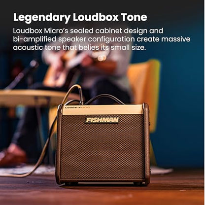 Fishman Loudbox Micro 40-Watt Acoustic Guitar Combo Amplifier Bundle with Gearlux XLR Cable, Instrument Cable, and Austin Bazaar Polishing Cloth - size: Micro 40W