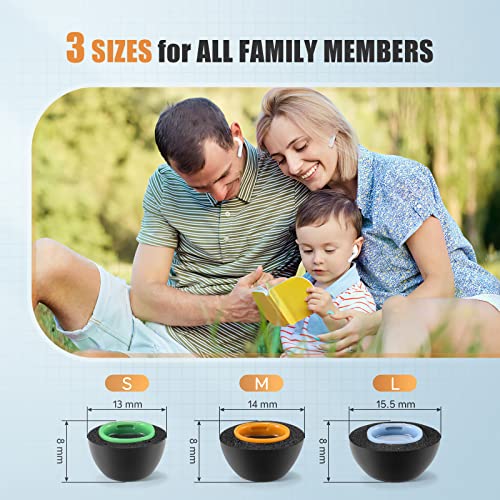 Memory Foam Ear Tips for AirPods Pro 1 & 2, No Silicone Eartips Pain, Anti-Slip Replacement Tips with Dust Mesh, Fit in The Charging Case, Reducing Noise Earbuds, 3 Pairs (Mixed S/M/L, Black)