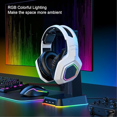 Gaming Headset, Gaming Headphone Memory with Foam Ear Cushions, Active Noise Cancelling Mic 3.5mm Wired Connection PC Gaming Headphone for (White) - color: White