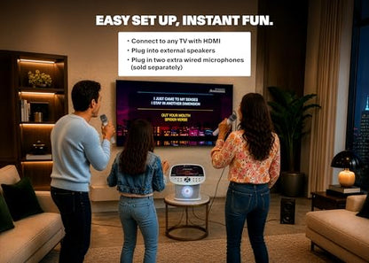 Singing Machine Karaoke Machine Screen, WiFi, Music Apps, 2 Microphones | Portable Karaoke Machine/Speaker for Adults & Kids, Ideal for House Parties, Compatible with YouTube & Spotify - color: white