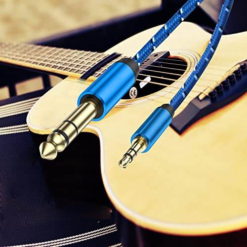 6.6ft Long 1/4 inch to 3.5mm Stereo Jack Cable, 6.35mm to 3.5mm Aduio Cable Adapter, 1/4 to 1/8 Male to Male Auxiliary Aux Cord, for Guitar, Cellphone, Laptop, Switch, Home Theater Devices (6.6ft) - size: 6.6ft