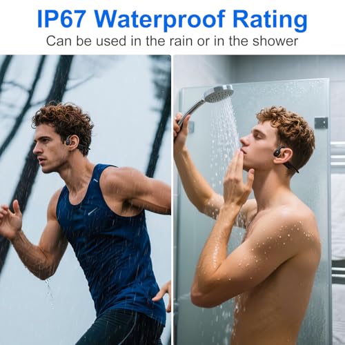 Bone Conduction Headphones, Bluetooth 6.0 Open Ear Headphones with HD Mic, 10Hrs Playtime Wireless Sports Earphones, IP67 Waterproof Headset for Running, Cycling, Hiking, Driving