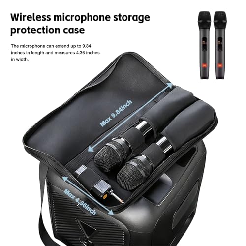 Wireless Microphone Storage Bag, Protective Carrying Case for JBL, BOSE Dual Handheld Mic, Dual Mic Bag with Portable handle, Compatible with max 9.84-inch Dual Wireless Mic-Bag Only