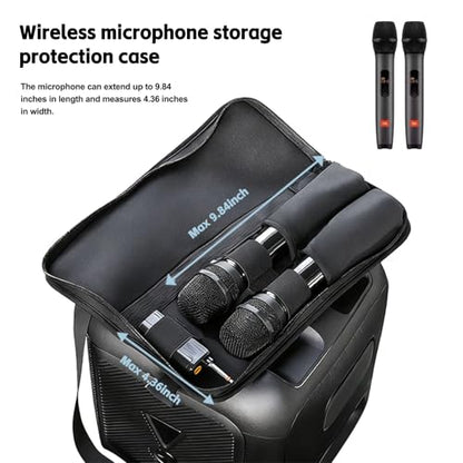 Wireless Microphone Storage Bag, Protective Carrying Case for JBL, BOSE Dual Handheld Mic, Dual Mic Bag with Portable handle, Compatible with max 9.84-inch Dual Wireless Mic-Bag Only