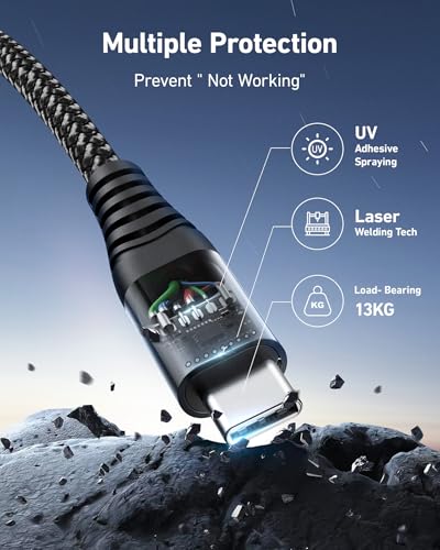 ohbox USB C 케이블 고속 충전 1.8m(6피트), 2팩 USB A to USB C 케이블 CarPlay용 | 내구성이 뛰어난 브레이드 USB 타입 C 아이폰 충전기 USBC 코드 아이폰 17/16/15/프로 맥스/플러스, 삼성 갤럭시 S23 및 기타용 - 블랙 - color: 블랙., size: 6피트, style: USB A to USB C