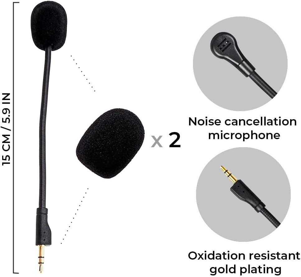 Replacement Game Mic Compatible with Logitech G PRO X2, G PRO X Wireless and G Pro Wired Gaming Headsets, Detachable Noise Cancelling Crystal-Clear Game Microphone with 2Pcs Foam Cover