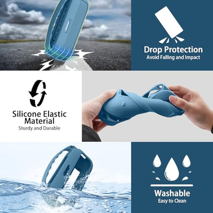 Aenllosi Soft Silicone Case for Bose New SoundLink Flex 2nd Gen Speaker | Blue Dusk, Silicone cover construction, includes adjustable strap and carabiner, Dust-resistant design, Case only - color: Blue Dusk, style: Silicone Cover for Bose SoundLink Flex 2