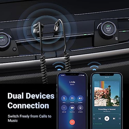 UGREEN Aux to Bluetooth 6.0 Adapter 3.5mm Bluetooth Receiver for Car USB 2.0 to 3.5mm Jack Kit with Built-in Microphone Aux Input for Hands-Free Calls Compatible with Car Speaker and Home Audio - color: Dark Grey